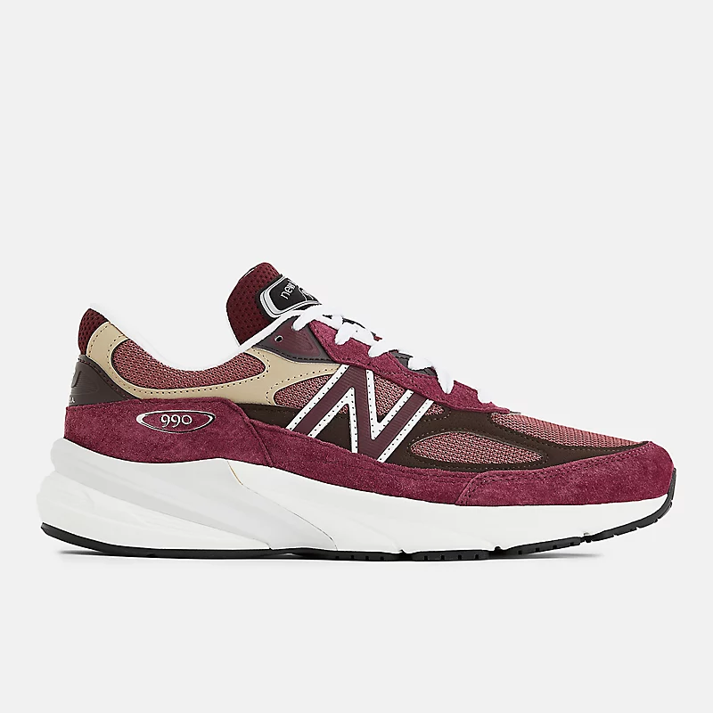 Unisex Wyprodukowano w USA 990v6 - Burgundowy z brązowym