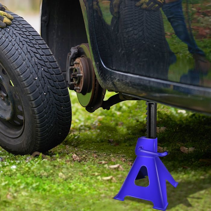 Cavalletto di sollevamento per auto da 3 tonnellate, altezza regolabile, bloccaggio sicuro, in ghisa duttile resistente alla rottura.