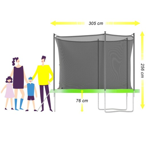 Trampoline van 305 cm (10 ft) met binnennet, veiligheidsmat en ladder.