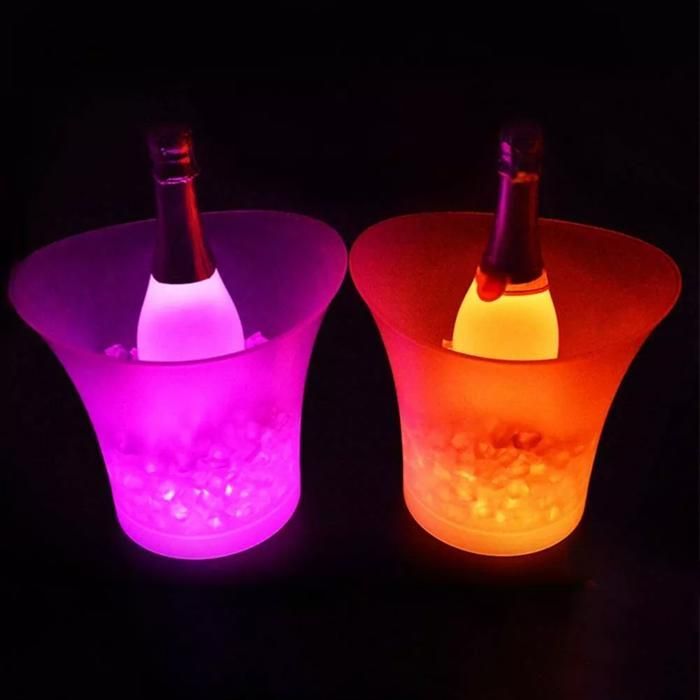 Seau à glace lumineux LED de 5 litres, 3 paquets, 7 couleurs changeantes, pour boissons, vin, KTV, Bar, lumières de fête