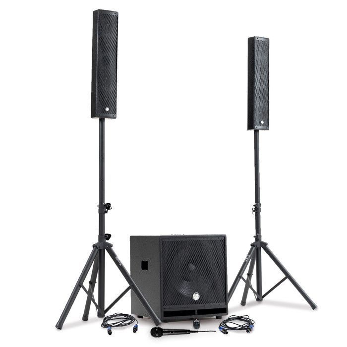 Täydellinen DJ-äänipaketti BM SONIC BMS-15-SLIM-BT, 1200 W satelliittikaiuttimet, 38 cm SUB USB/Bluetooth, kaapelituet, mikrofoni