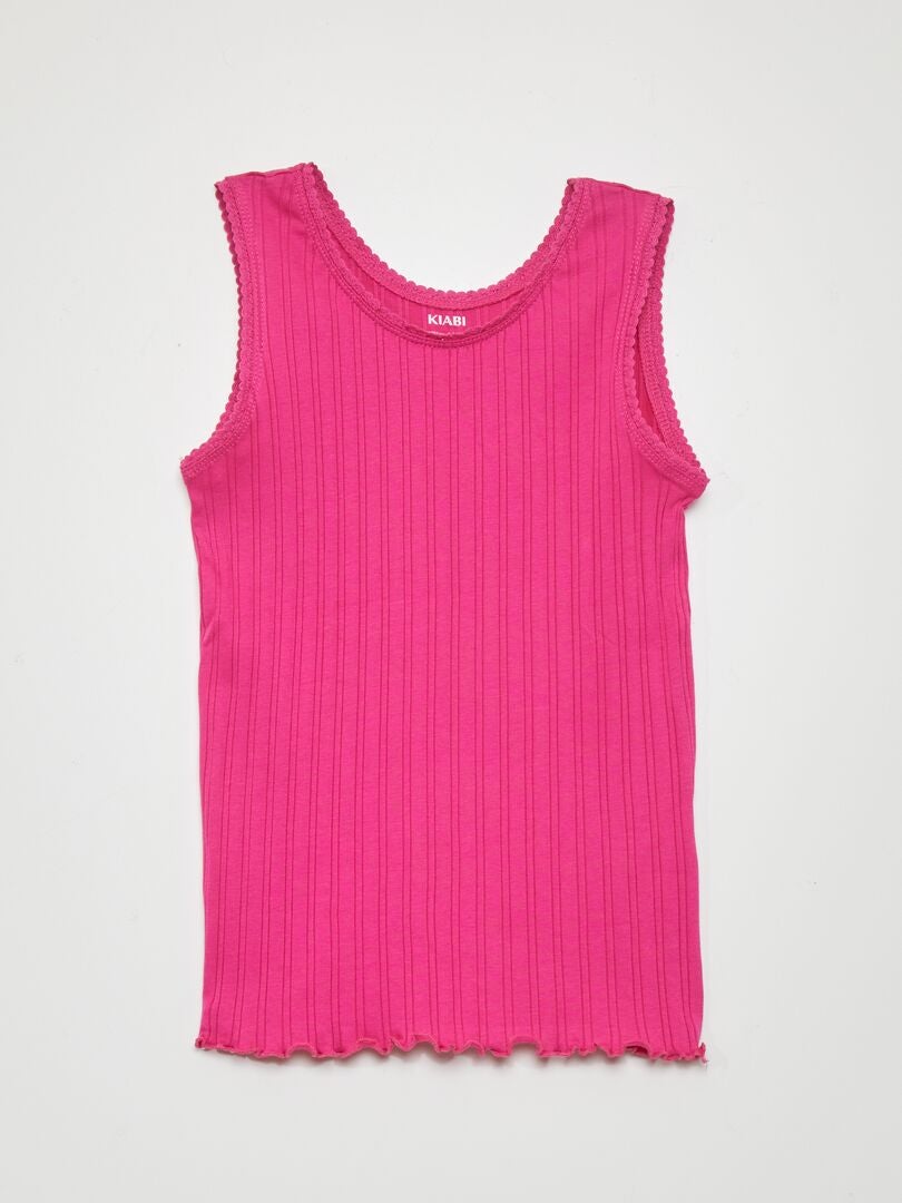 Camiseta sin mangas acanalada - ROSA