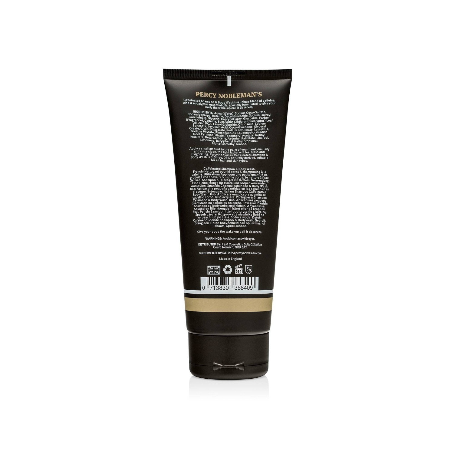Percy Nobleman Haar- und Körperwaschgel mit Koffein – 200 ml