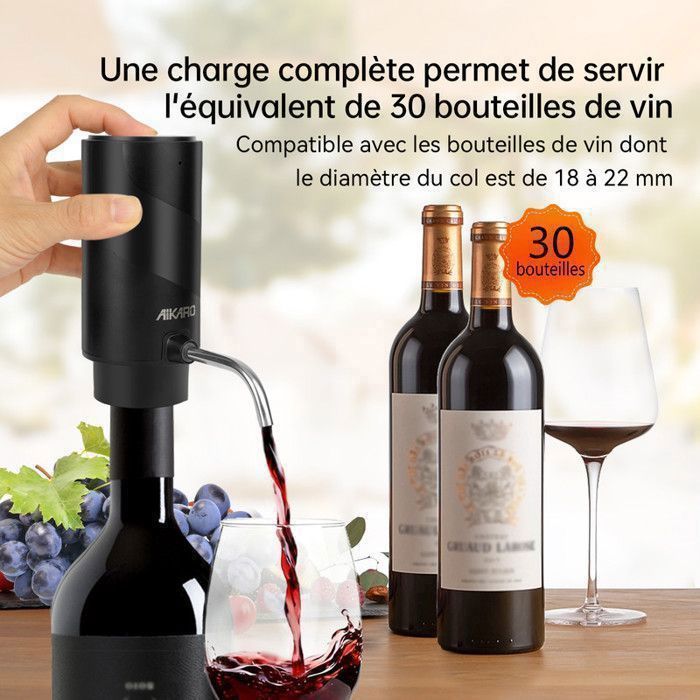 AIKARO - Aerador de Vinho Elétrico, Dosador Automático de Vinho, Recarregável