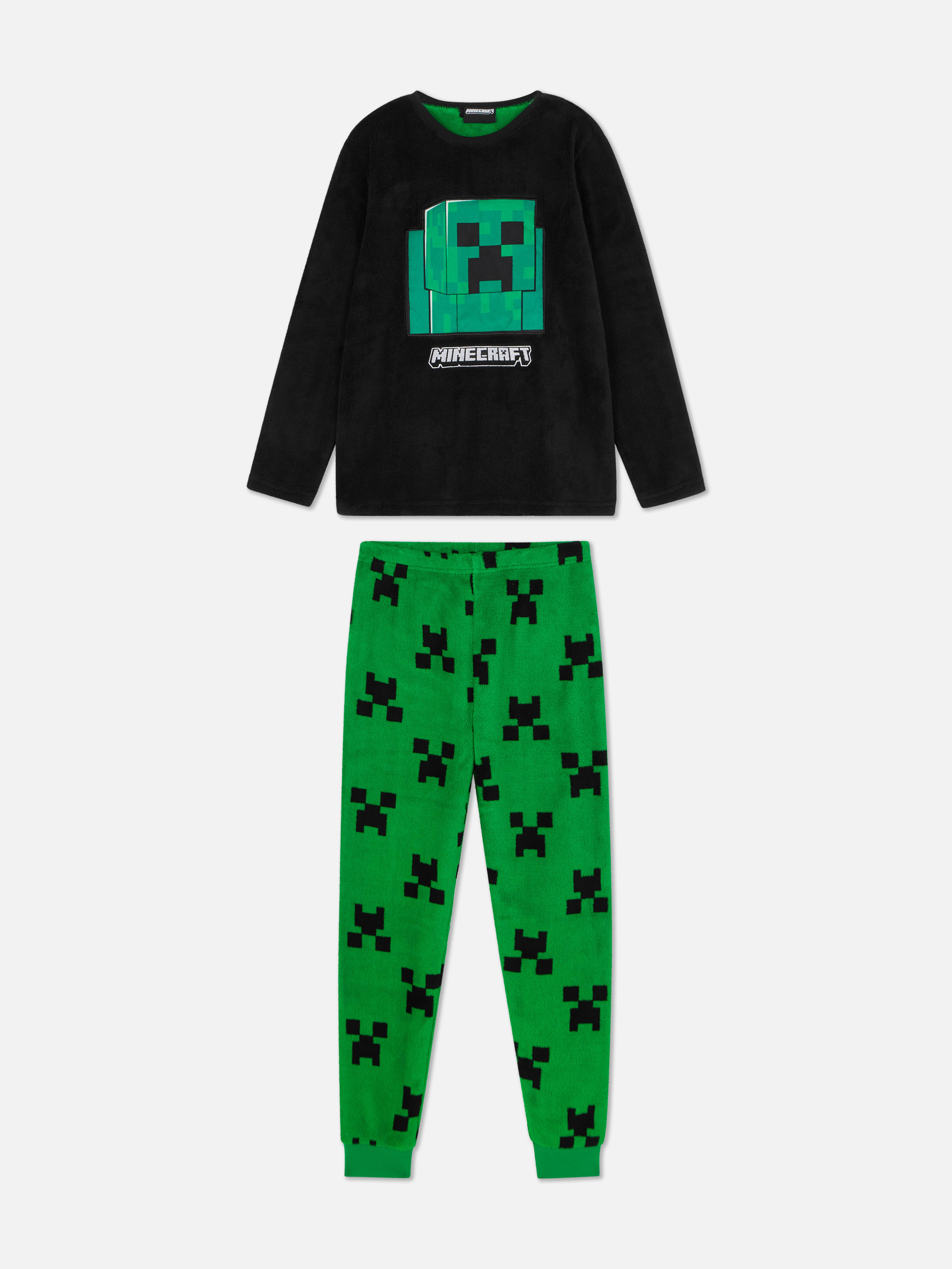 Pijamale din fleece Minecraft Creeper O pijama lungă din fleece cu detalii cool Minecraft Creeper