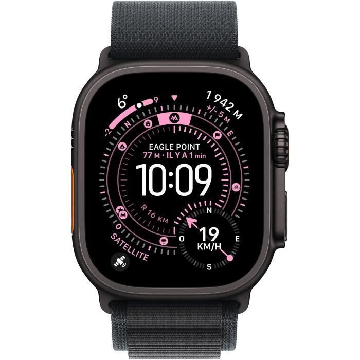 Apple Watch Ultra 3 GPS + Cellular - 49 mm - Zwarte titanium kast - Zwarte Alpine Loop band - Klein