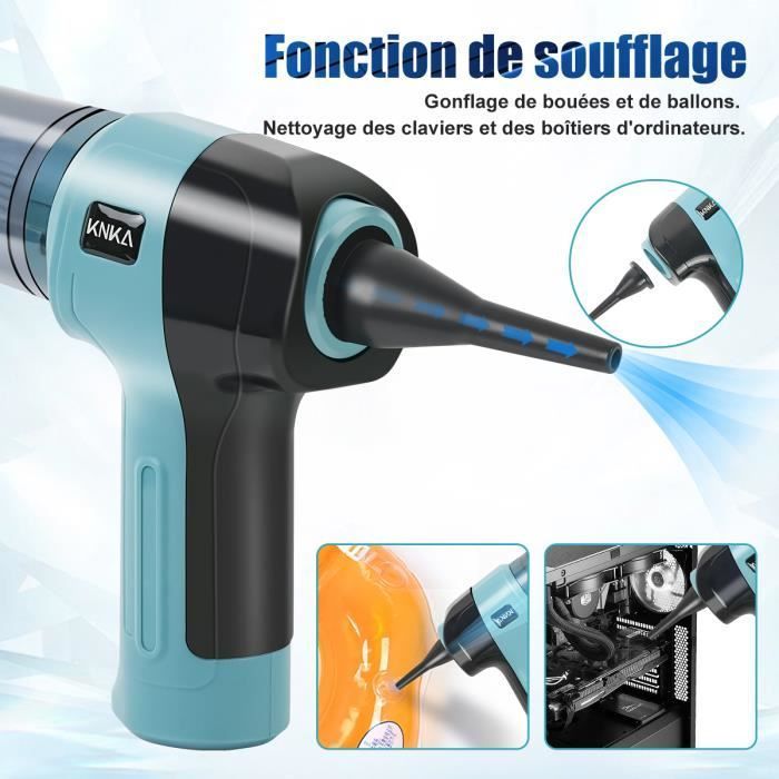 KNKA 3-in-1 handstofzuiger voor in de auto - 9000 Pa - Draadloos en oplaadbaar - 3 wasbare HEPA-filters