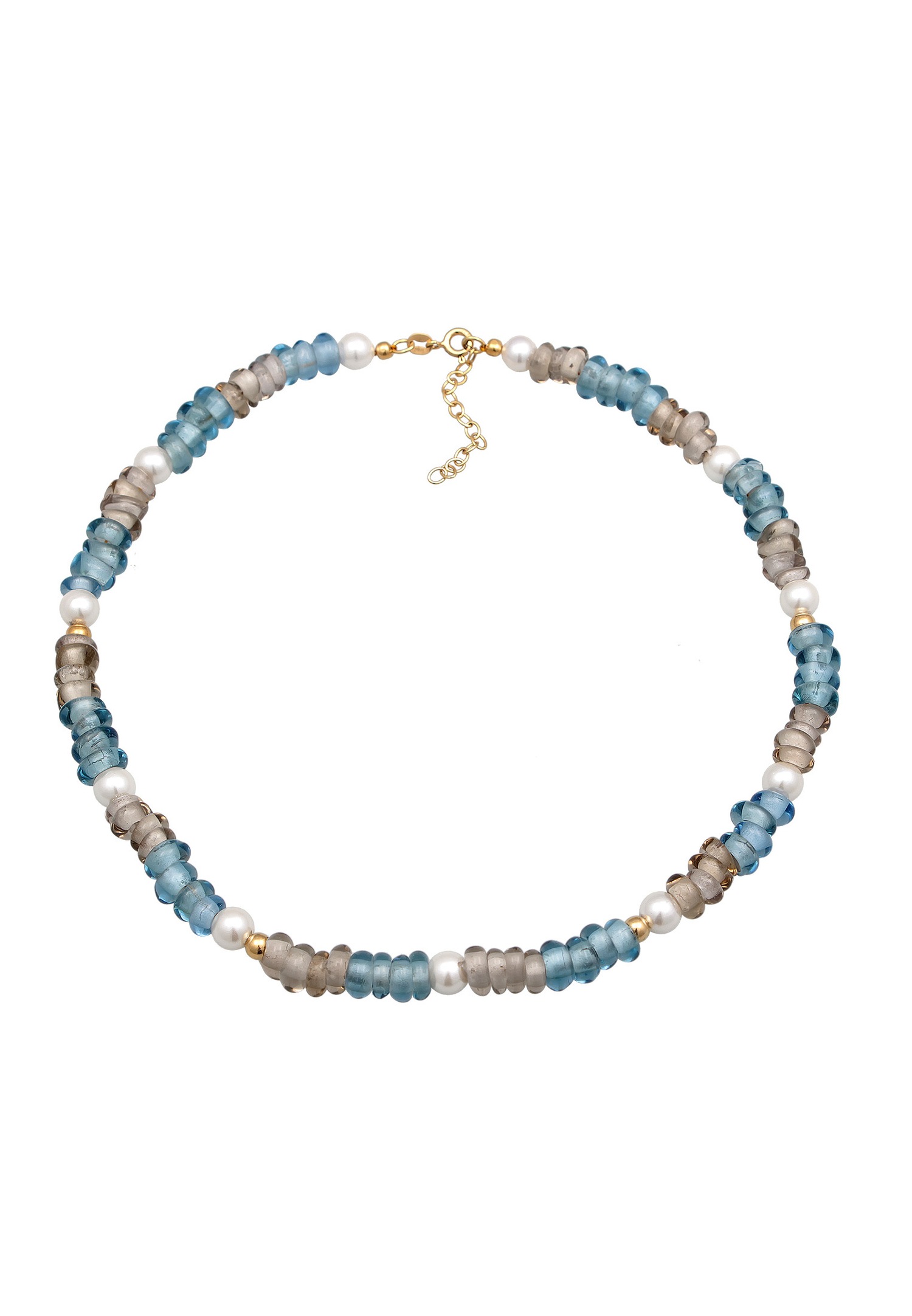 Elli Femmes Choker perles de verre tendance avec des perles de coquillage en argent sterling 925