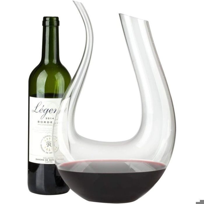 Decantador de vinho de cristal soprado à mão, sem chumbo, com capacidade de 1,5L - Design em formato de cisne - Fácil de servir, sem gotejamento.