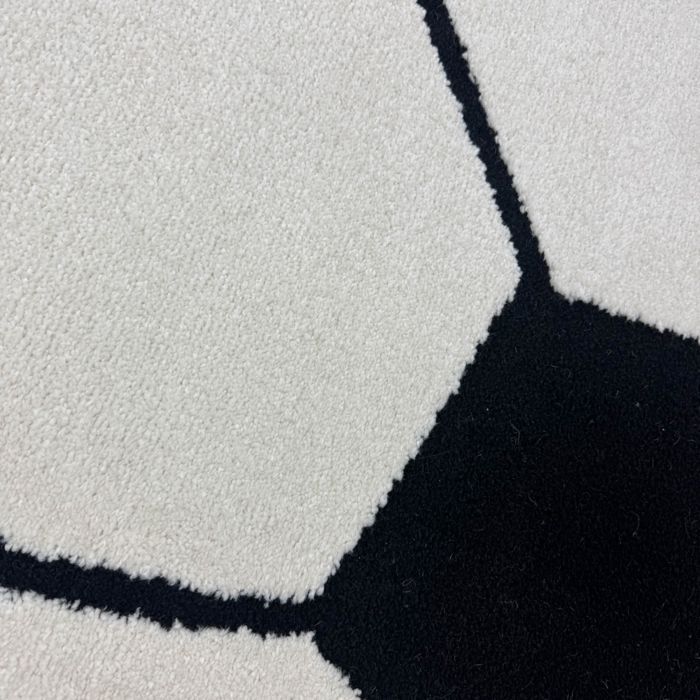 TEPPICH-TRAUM Runde Kinderfußballmatte – Schwarz-Weiß – 3D-Effekt – 120 cm Durchmesser