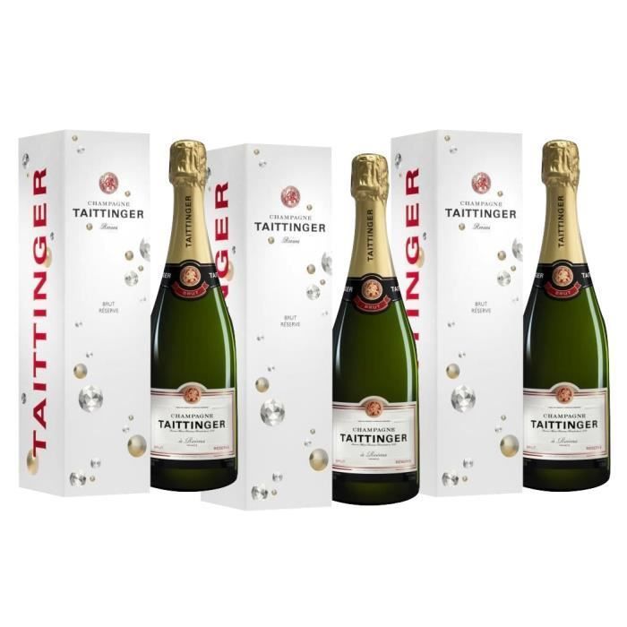 Taittinger Brut Réserve Champagne con astuccio - 75 cl x3