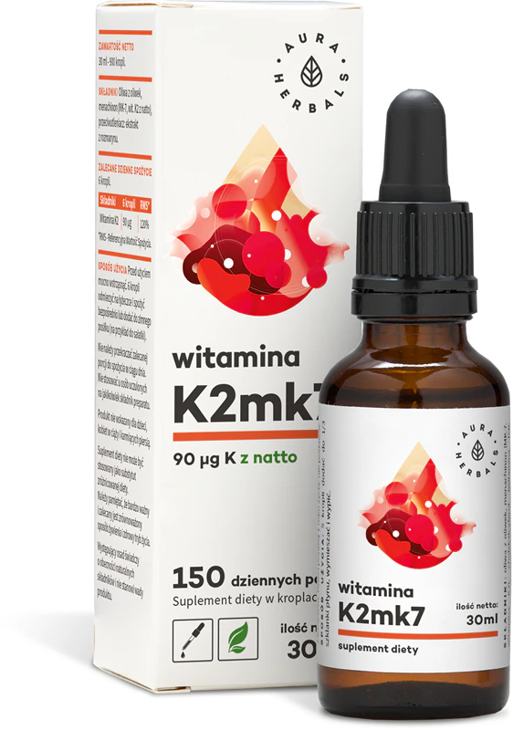 Aura Herbals Vitamine K2 90 μg voedingssupplementdruppels voor gezonde botten en gewrichten