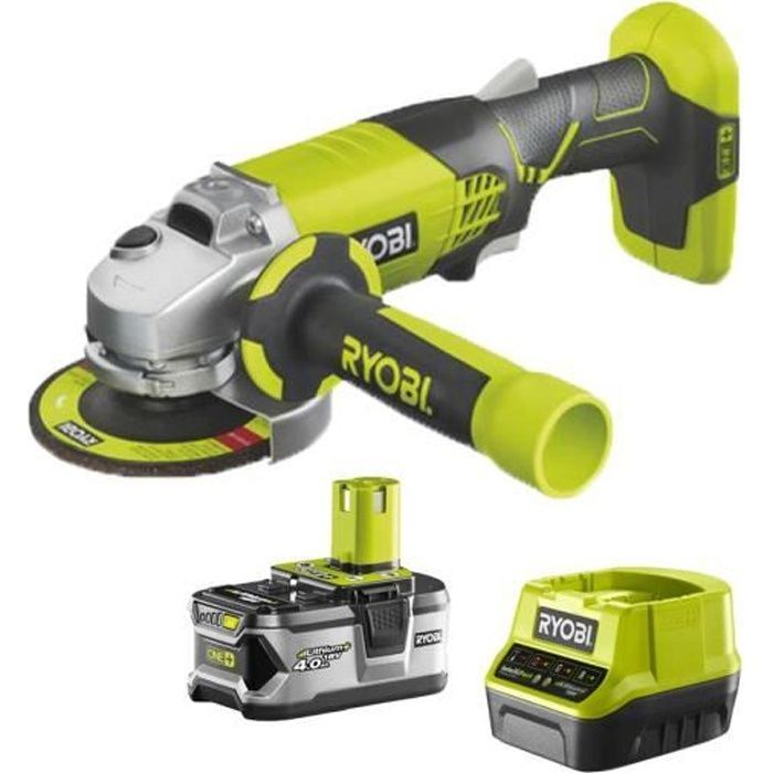 Amoladora angular RYOBI OnePlus de 18 V R18AG-140S - Batería de iones de litio de 4,0 Ah - Cargador