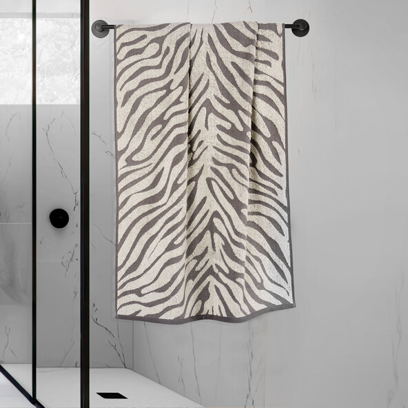 Set van 2 vierkante badhanddoeken met zebraprint.