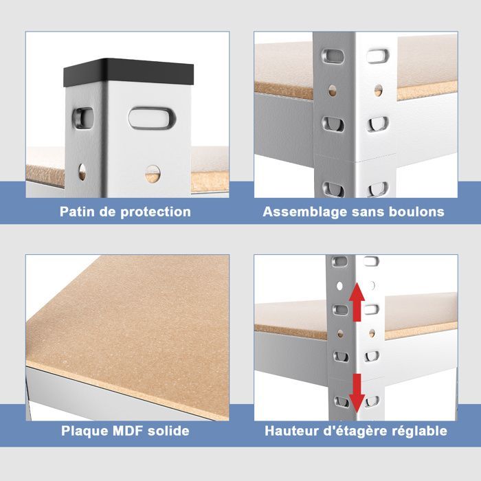 Estantería de almacenamiento para garaje COSTWAY de 5 niveles, altura ajustable, capacidad de carga de 175 kg por estante, 90 x 40 x 180 cm, color plata.