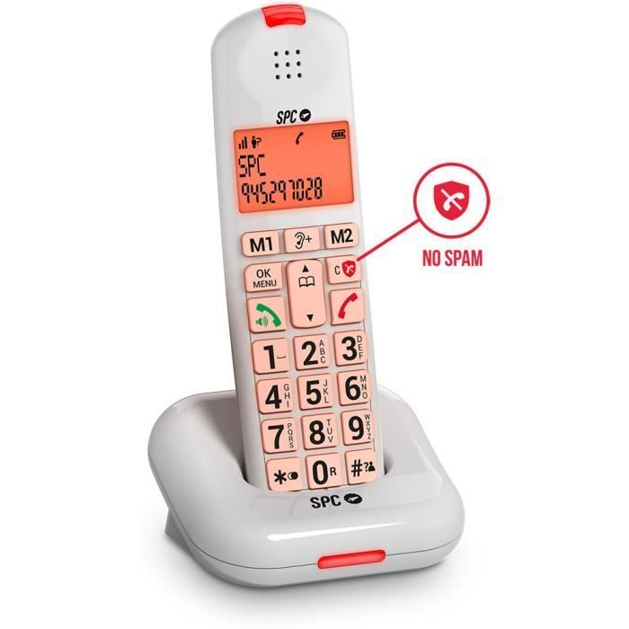 Téléphone sans fil - SPC - Comfort Kairo - Grandes touches - Son amplifié - Compatible appareils auditifs