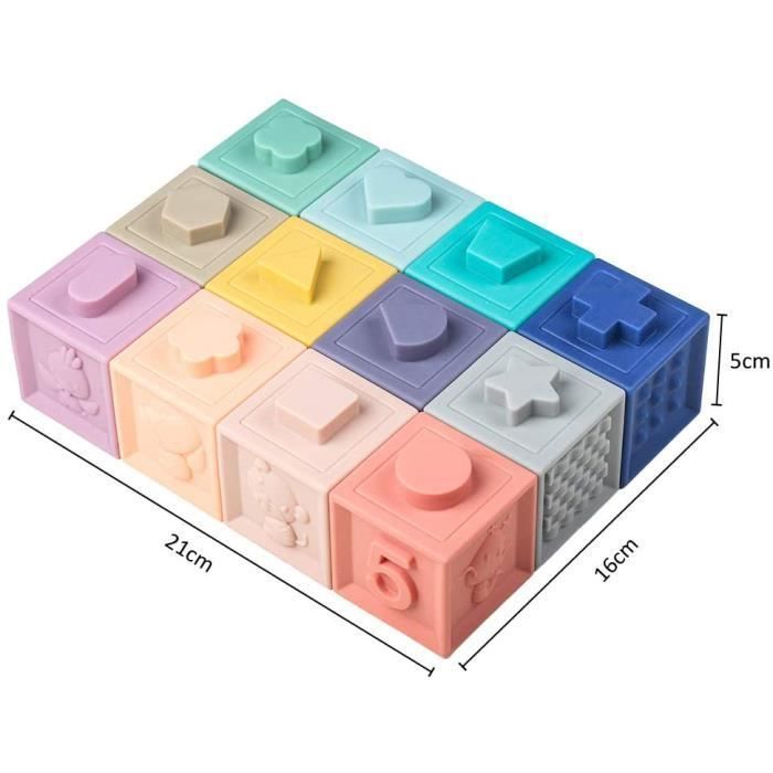 Cubi attività in gomma morbida - ZGEER - Impilabili - Vari colori - 12 mesi+