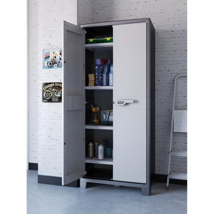 Keter Titan opbergkast in zwart en grijs met planken, 182 cm, organizer 434758