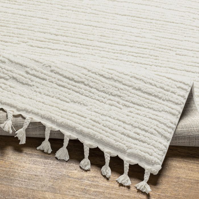 LIVABLISS Zacht Scandinavisch Boheems vloerkleed met korte pool TATUM voor de woonkamer 160x213cm Lichtgrijs/Ivoor