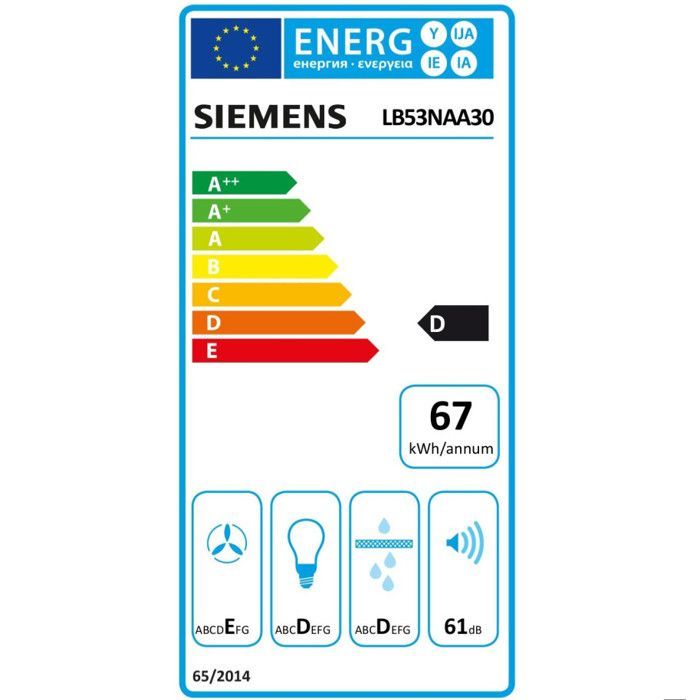 Siemens iQ100 LB53NAA30 afzuigkap met geïntegreerde filterunit - 49,3 cm x 25,7 cm - Afzuiging en recirculatie