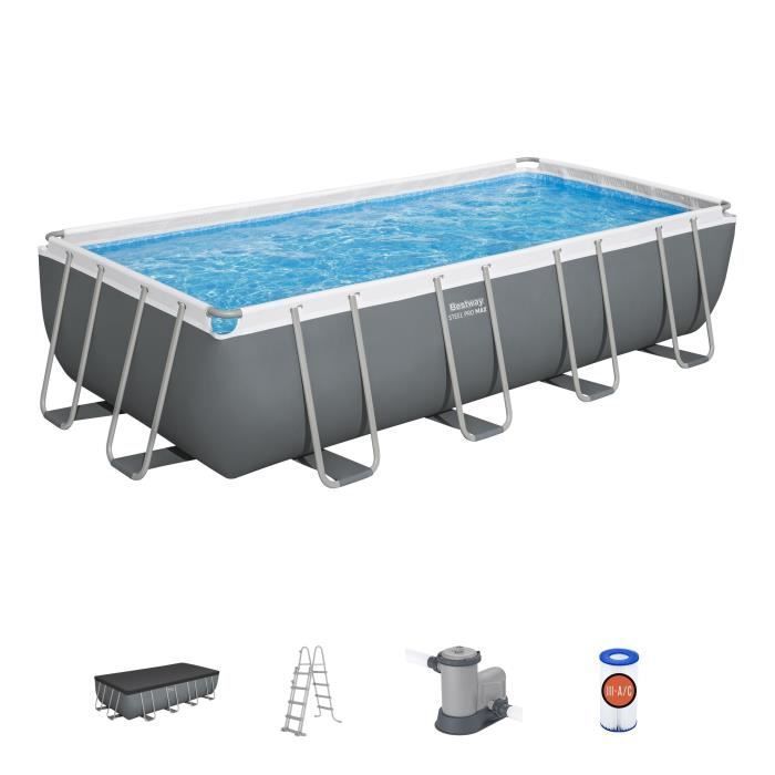 Kit de piscina tubular elevada BESTWAY - Steel Pro Max™ - 549 x 274 x 122 cm - Rectangular (filtro de cartucho, cubierta, escalera)