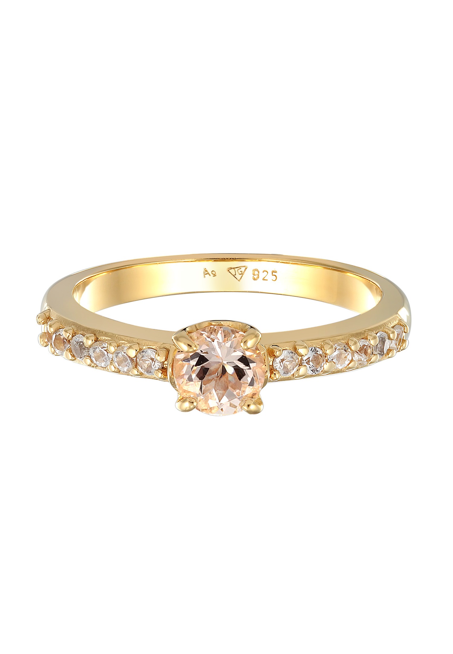Elli PREMIUM Femmes Bague de fiançailles Elegant avec topaze et morganite en argent sterling 925 plaqué or