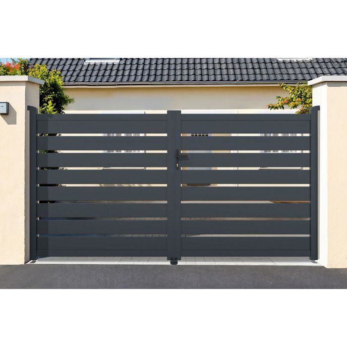 Portail battant - Casanoov - VOGEL - 4m H.161cm - Gris - aluminium