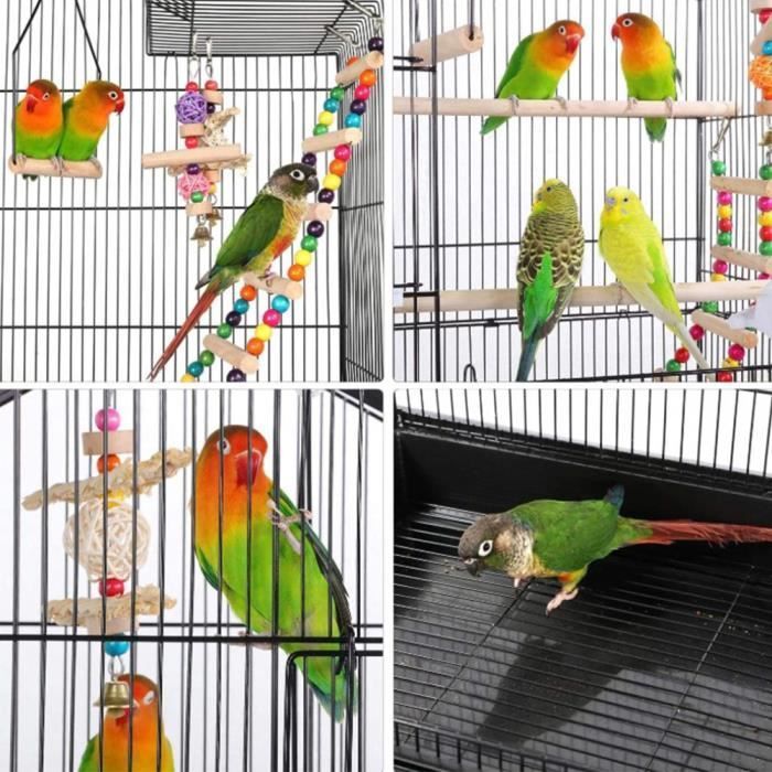 QIHEIYA Volière pour Oiseaux Cage sur roulettes Canaries Perroquet Perruches Canaris avec Toit