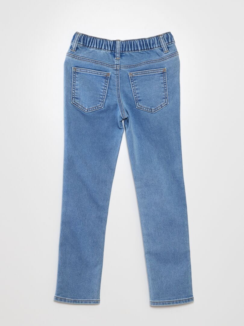 Calça jeans com cintura elástica e cordão - AZUL