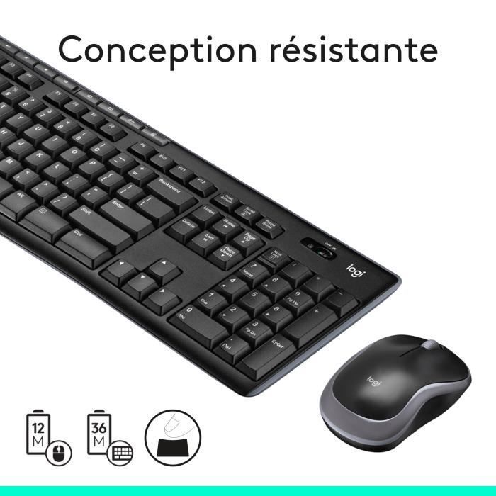 Combo de teclado y ratón inalámbricos Logitech MK270 AZERTY - Negro
