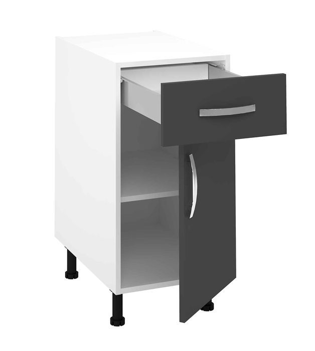 Meuble armoire de cuisine avec 1 porte + 1 tiroir coloris gris  - Hauteur 85 x Longueur 40 x profondeur 58 cm
