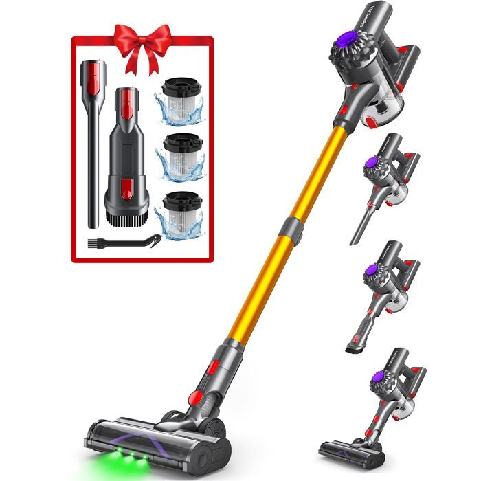 VACTechPro Aspirateur Balai sans Fil,35kPa Aspirateur sans Fil, 6-en-1, 35 Minutes d'Autonomie avec Batterie Amovible
