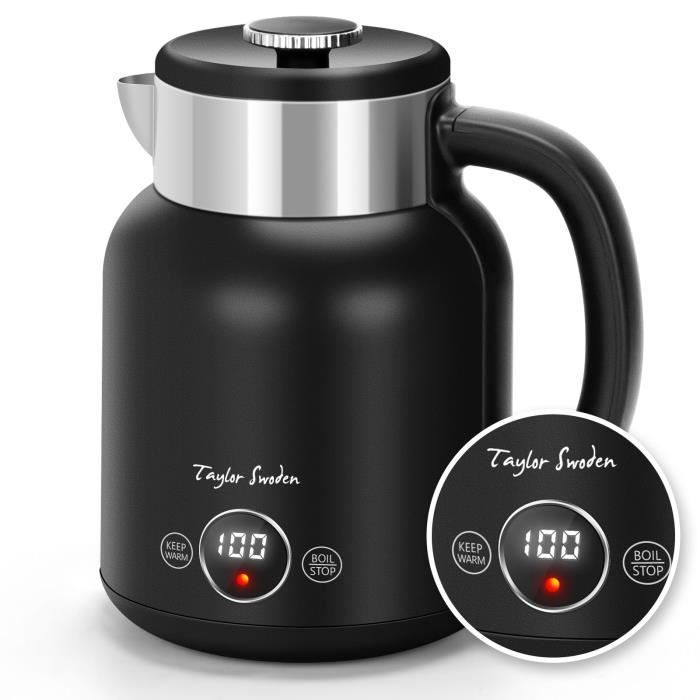 Taylor Swoden Asher - Bouilloire double paroi Cool Touch 1.7L. Température réglable, maintien au chaud 1h. 2200W, 0% BPA.