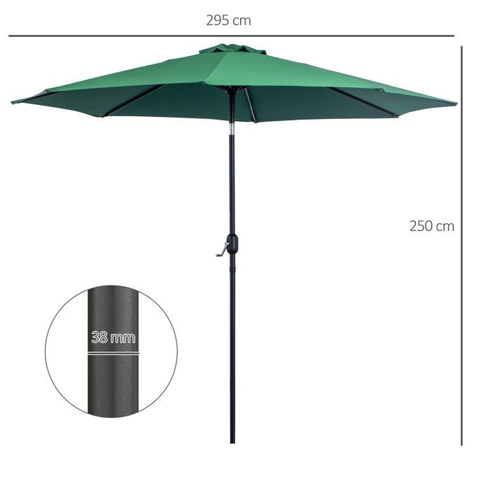 Outsunny - Ombrellone - Metallo - 295x295x250cm - Verde