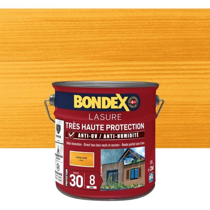 BONDEX - Tinte para madera de 8 años - FPS 30 - Roble dorado - Acabado satinado - 2,5 L