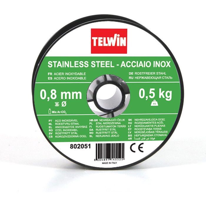 Bobina de alambre - Telwin - Acero inoxidable - 0,8 mm - 500 g - Se vende por unidad