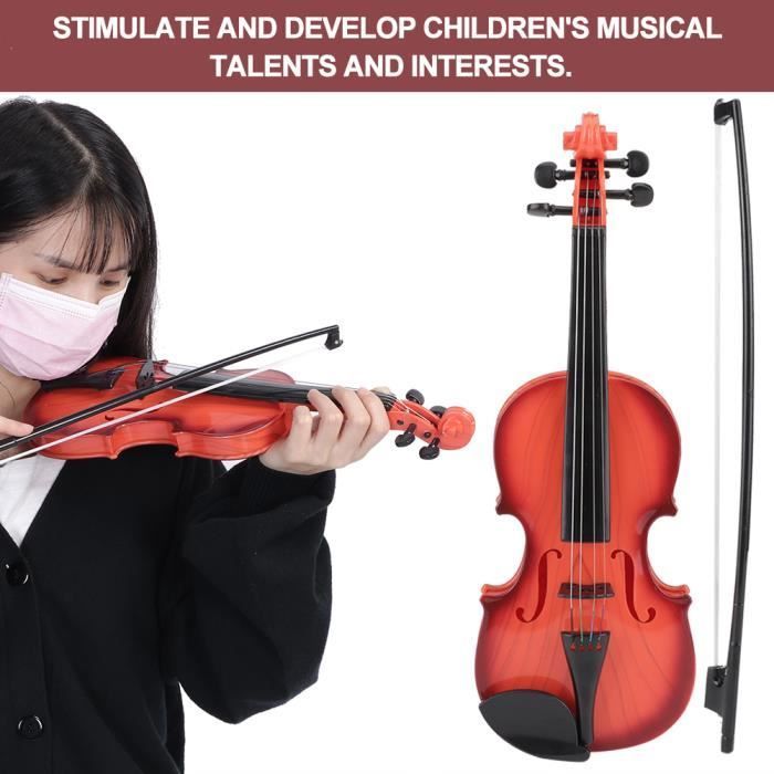 Violín de juguete acústico simulado para niños, cuerdas ajustables, ideal para principiantes en música, desarrolla la práctica instrumental.