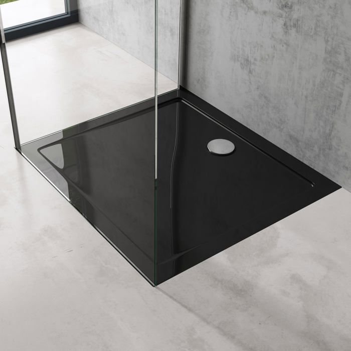 Plato de ducha rectangular de acrílico negro doporro 90x100 Faro2 90x100x4cm