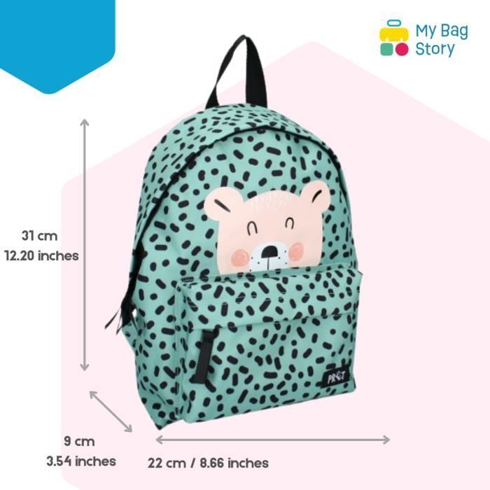 mybagstory - Rugzak - Beer - Klaar - Groen - Kind - School - Peuterspeelzaal - Kleuterschool - Kinderopvang - Meisje - Maat 31 cm