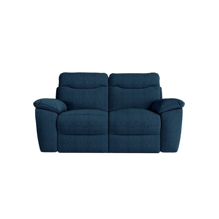 Sofá reclinable manual de 2 plazas ROSS en tejido texturizado 3D - Azul oscuro - 160 x 100 x 102 cm - LOUNGITUDE