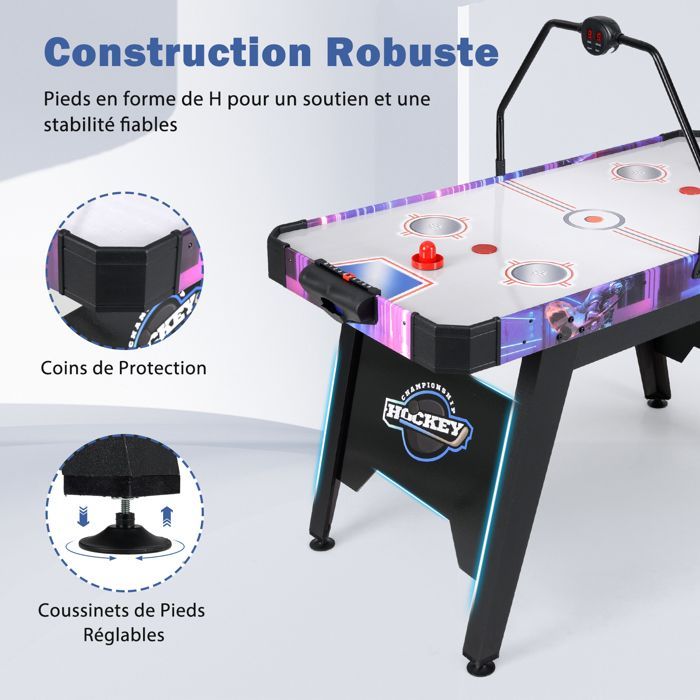 Mesa de hockey de aire DREAMADE para niños y adultos, mesa de juegos arcade de 144 cm con marcador digital LED.