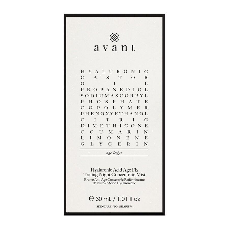 Avant Skincare Age Defy+ hialuronskābes pretnovecošanās tonizējošs nakts koncentrāta sejas aerosols - 30 ml