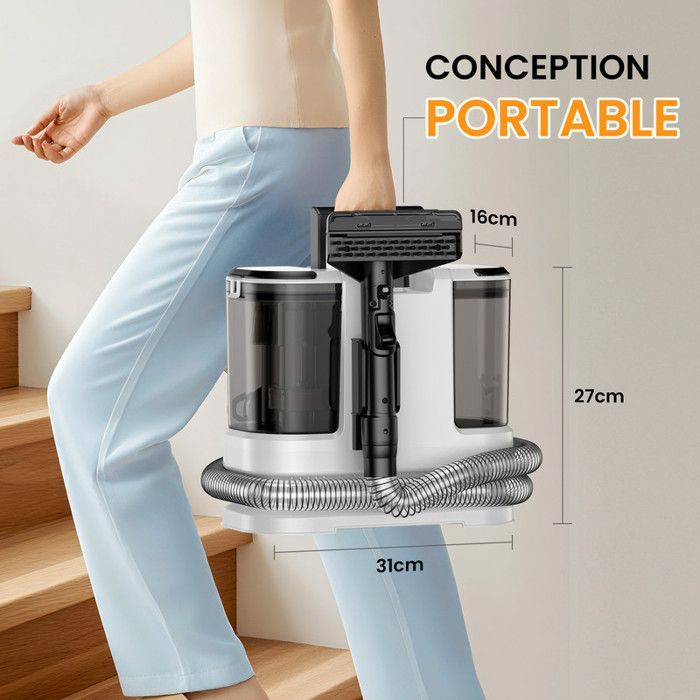 Portable stain remover - 800W/17 Kpa/1.5M hose - 5M power cord - 1.8L/1.3L tank - Fabric sofa cleaner