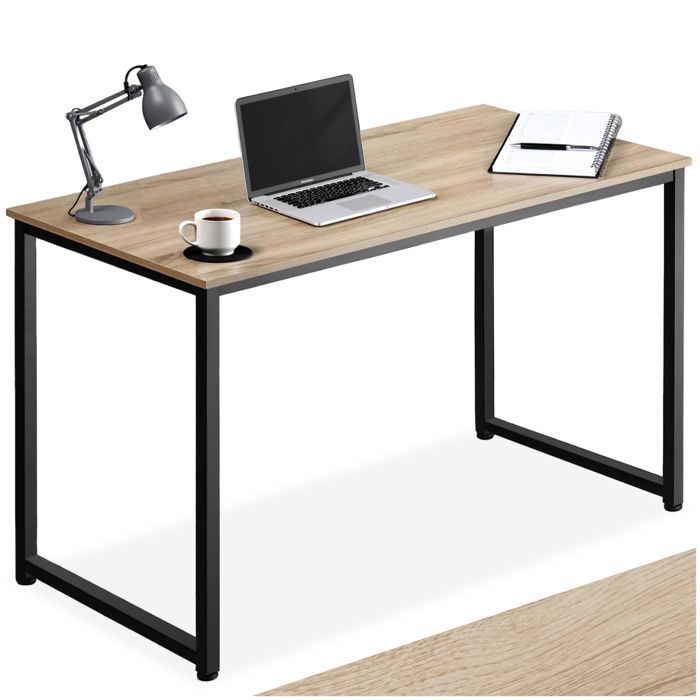 Desk - TECTAKE - FLINT desk in wood and steel 59 x 140 x 76.5 cm - Light wood
