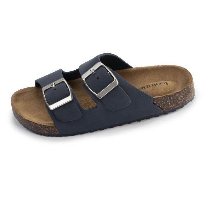 Sandalias Isotoner para niña, ultra cómodas y con doble tira, en color azul marino.