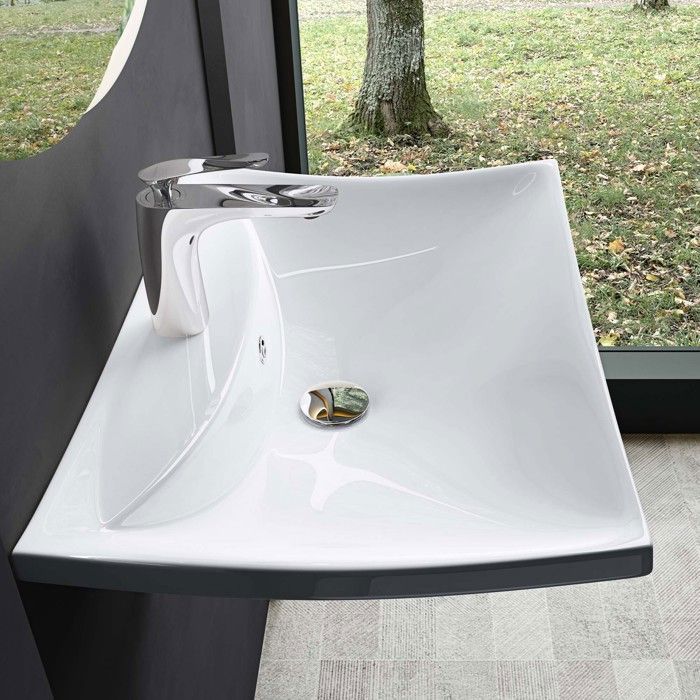Vasque de salle de bains - Mai & Mai - Lave main évier rectangulaire en céramique blanc - Sans trop-plein