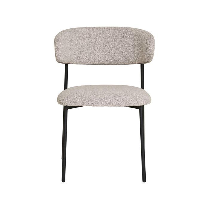 Erica - lot de 2 chaises en tissu bouclette - pieds en acier - Beige