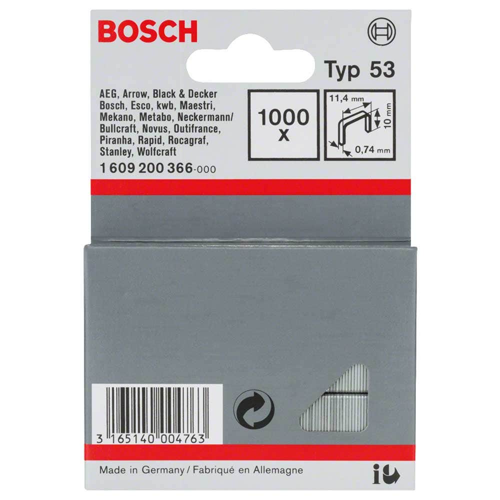 BOSCH-niitit 10 mm - 1000 kpl, pakkaus sopii PTK14E:lle 1609200366