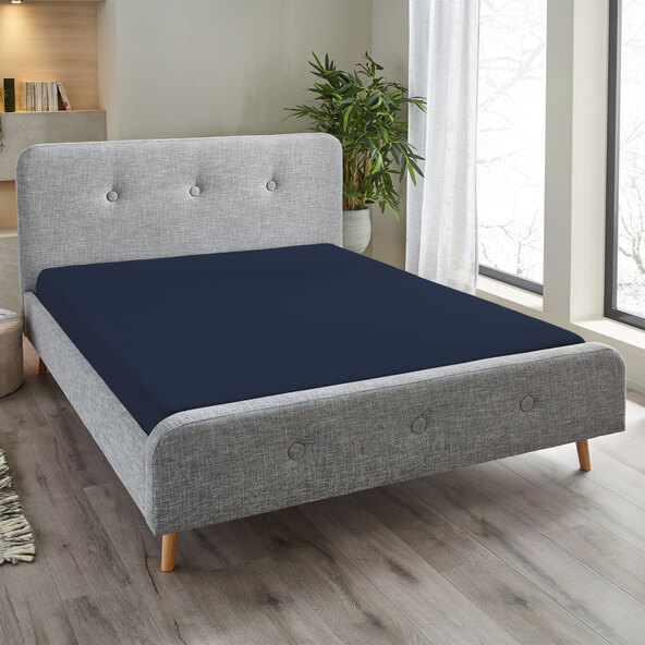 Jersey-aluslakana, 180-200 x 200 cm, tummansininen