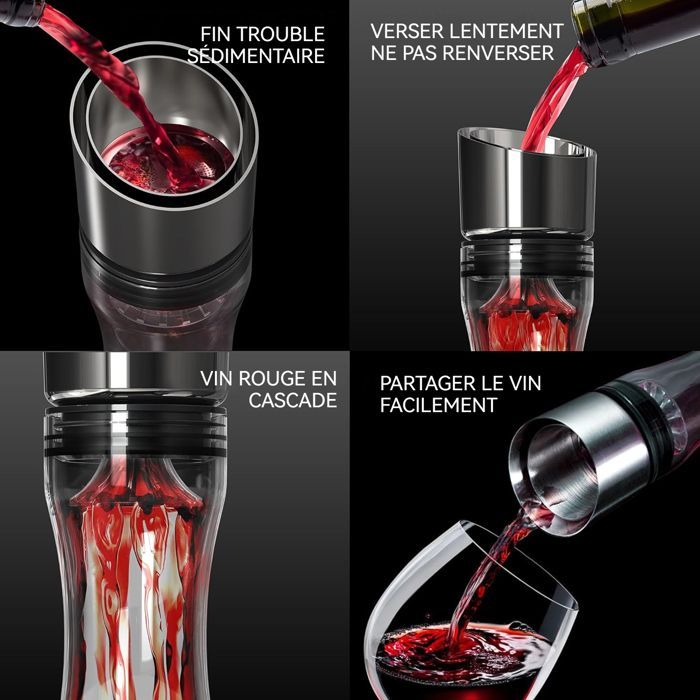 Decanter - CULINOREA - 26 x 19.5 x 5 cm - Glass - Ample aeration - With filter - Wine accessory - Gift